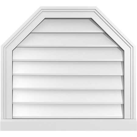 Ekena Millwork Octagonal Top Surface Mount PVC Gable Vent w/ 2"W x 2"P Brickmould Sill Frame, 24"W x 22"H GVPOT24X2203SN